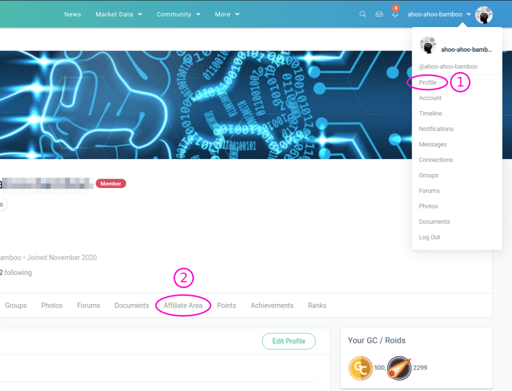 Affiliate page location