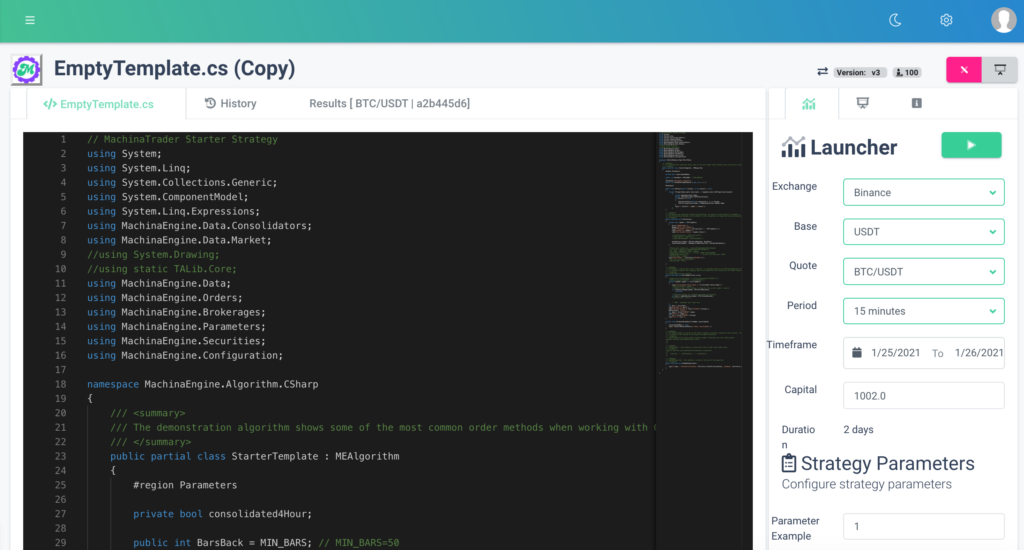 backtesting dashboard