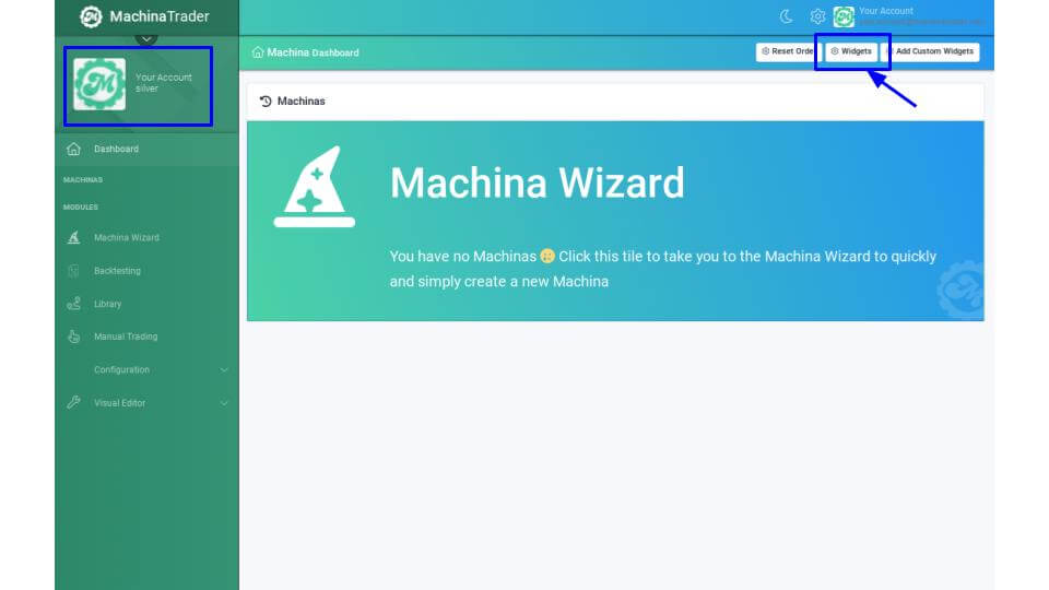 1.4.1 adding widgets to your dashboard in machinatrader.com